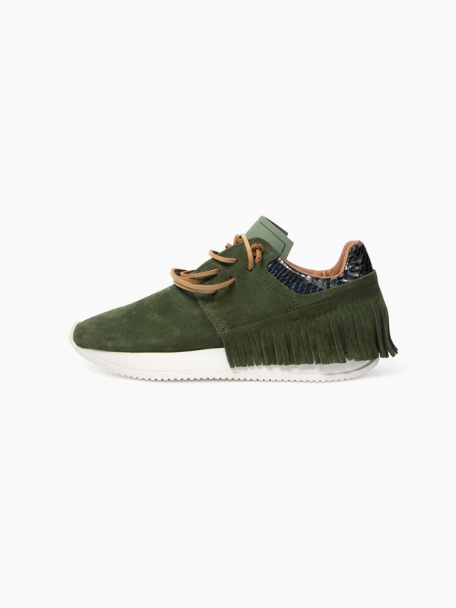 Esseutesse Suede Fringe Sneaker - Pine