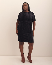 Velvet T-Shirt Dress with Side Knot