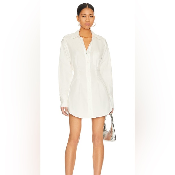 L’Academie Noria shirt mini dress- open back button down shirt dress