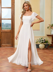 A-line Square Floor-Length Chiffon Wedding Dress With Ruffle (002291509)