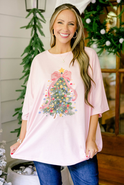 Christmas Queen Boyfriend Tee, Dusty Pink