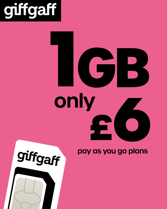giffgaff SIM - 1 GB for £6 - PAYG