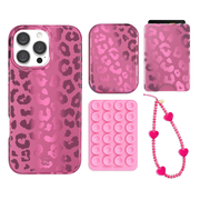 Pink Ruby Leopard iPhone Bundle Set - Wallet