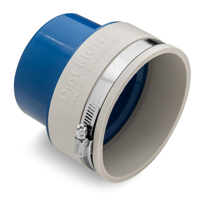 Dust Right Schedule 40 PVC Adapter, 4'' PVC to 4'' Hose
