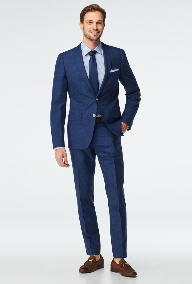 Custom Suits Made For You - Stockport Wool Linen Blue Suit | INDOCHINO