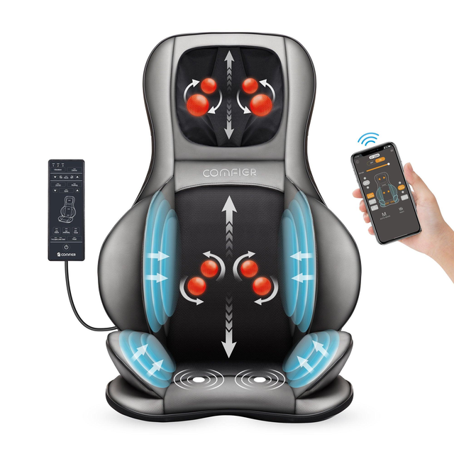 Comfier Shiatsu Neck & Back Massager, 2D/3D Kneading Massage Chair Pad, APP Remote CF-2309A-APP