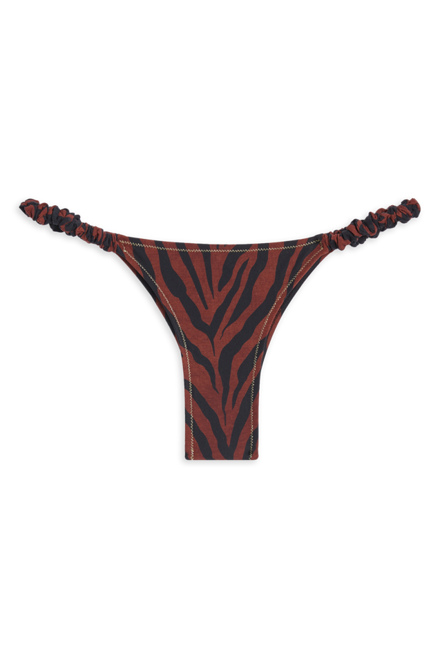 Scrunchie Bikini Bottom // Brown Tiger Print