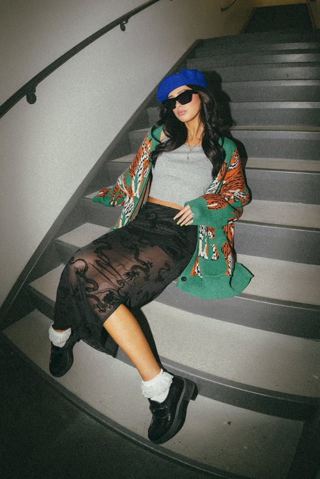 Enchantress Mesh Burnout Dragon Skirt in Dangerous Woman