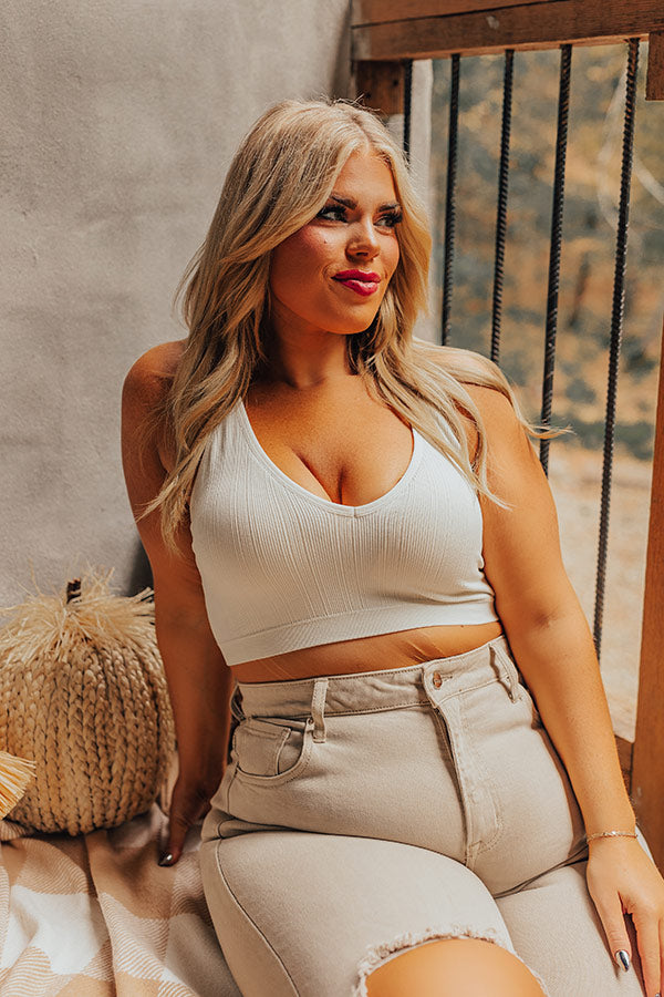 Flirty Nature Lace Racerback Bralette in Ivory Curves