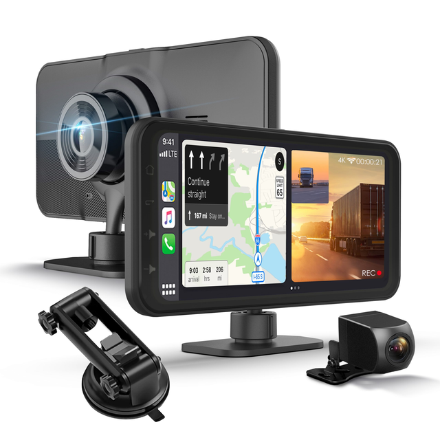 REXING Wireless Multimedia Receiver RoadMate CPDuo - CarPlay + Android Auto + Dash Cam Feature