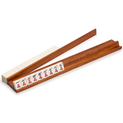 Classic Chestnut Color Wooden Mahjong Game Racks with Pushers, 18" - Set of 4