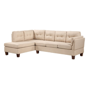 Dalia Khaki Tan Linen Fabric Modern Sectional Sofa with Left Facing Chaise