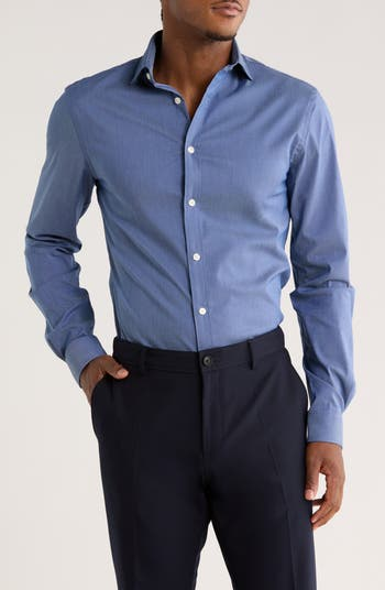 Solid Slim Fit Quick Dry Stretch Dress Shirt