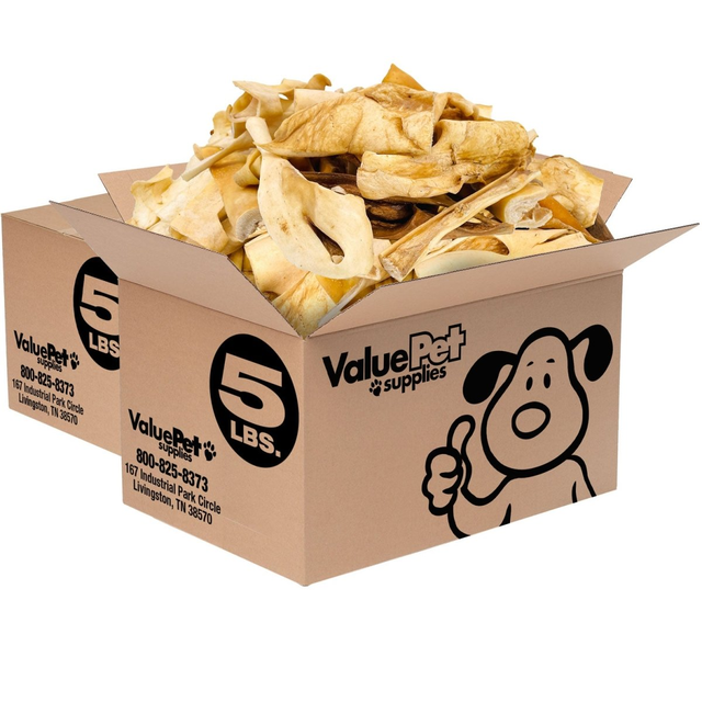 ValueBull Beef Cheek Slices, Long Lasting Dog Chews, Varied Sizes, Shapes, & Colors, 10 Pound BULK PACK