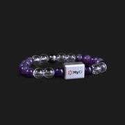 Amethyst + Aurora Clear Quartz Stone Medical ID Bracelet