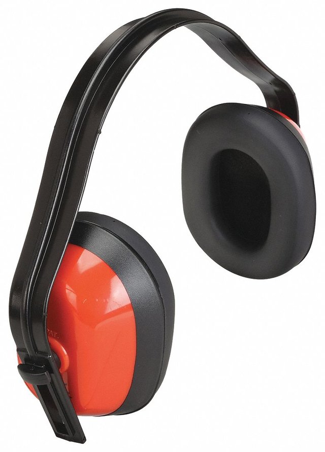 CONDOR Ear Muffs: Multi-Position Earmuff, Passive, 21 dB NRR, Dielectric, PVC, Red
