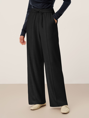 Wool Lyocell Sculpted Pin-Tuck Drawstring Straight Trousers TAMSIN