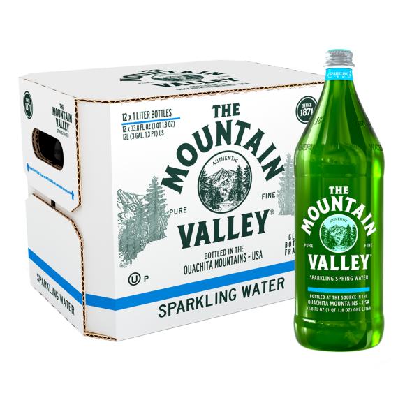 Mountain Valley Sparkling Water 1 Liter (33.8 oz.) Bottle (12 Pack)