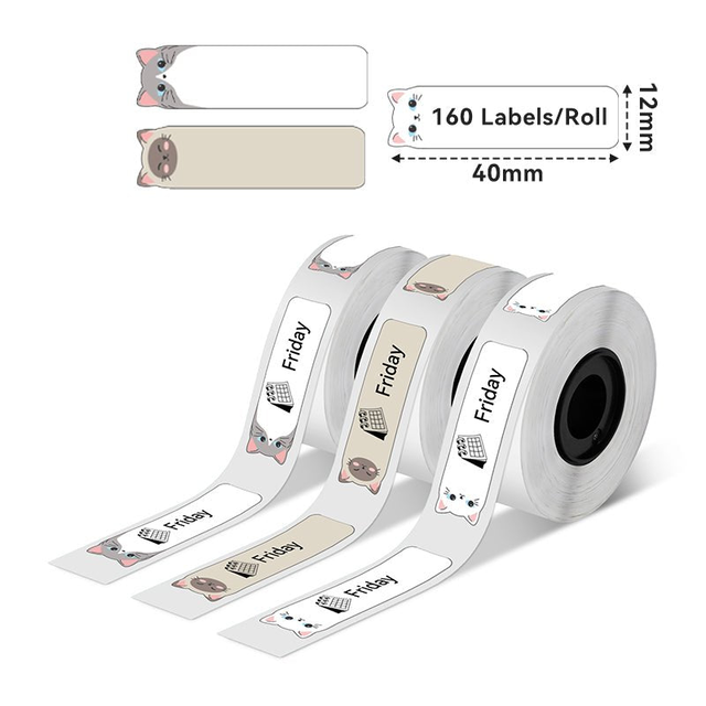 Phomemo 12x40mm Cat Pattern Label for D30/D35/Q30/Q30S