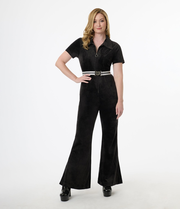 Smak Parlour 1960s Black Belted Flare Jumpsuit