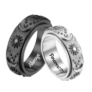 Sun and Moon Stars Couple Spinner Rings