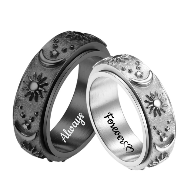 Sun and Moon Stars Couple Spinner Rings
