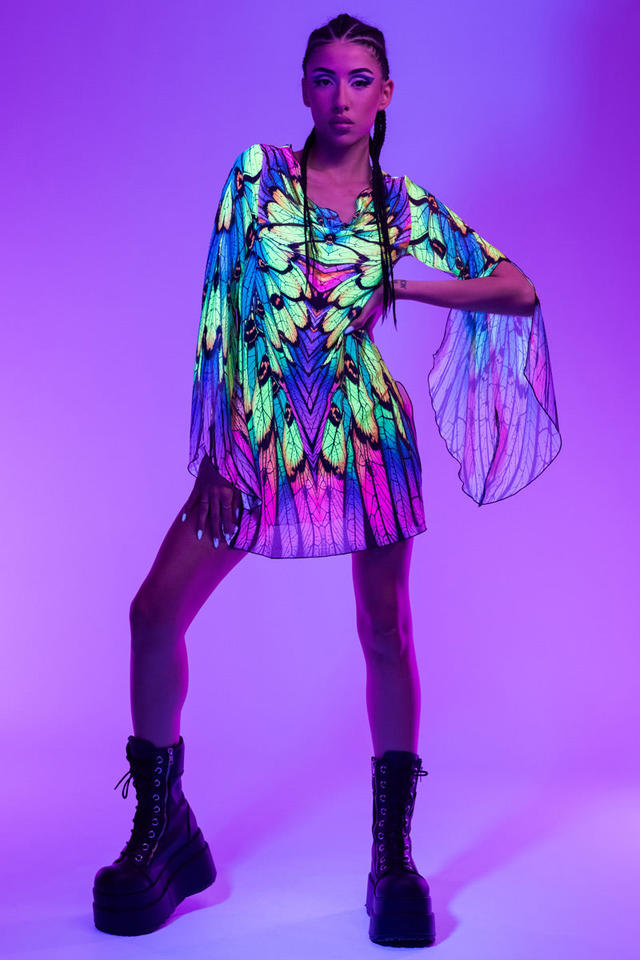 Neon Nymph Mesh Slit Mini Dress