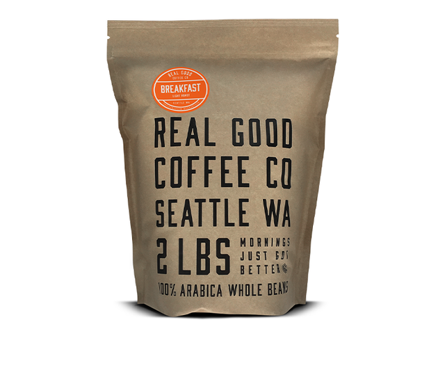 Breakfast Blend Light Roast Whole Bean Coffee 2 LB