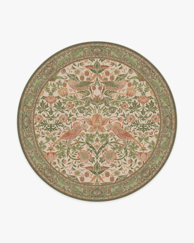 Morris & Co. Strawberry Thief Sage & Rose Tufted Rug | Ruggable