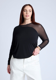 Mesh Combo Long Sleeve Top