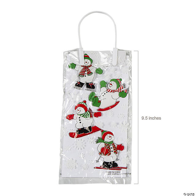 5 x 2 3/4 x 9 1/2 Bulk 48 Pc. Medium Holiday Cellophane Gift Bags with Handles