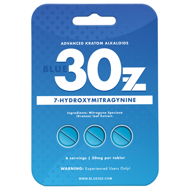 Blue 30z 7-Hydroxymitragynine Kratom Tablets 30mg | 3ct