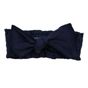 Organic Smocked Tie Headband in Navy