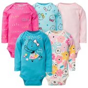 5-Pack Baby Girls Bear Long Sleeve Onesies® Bodysuits