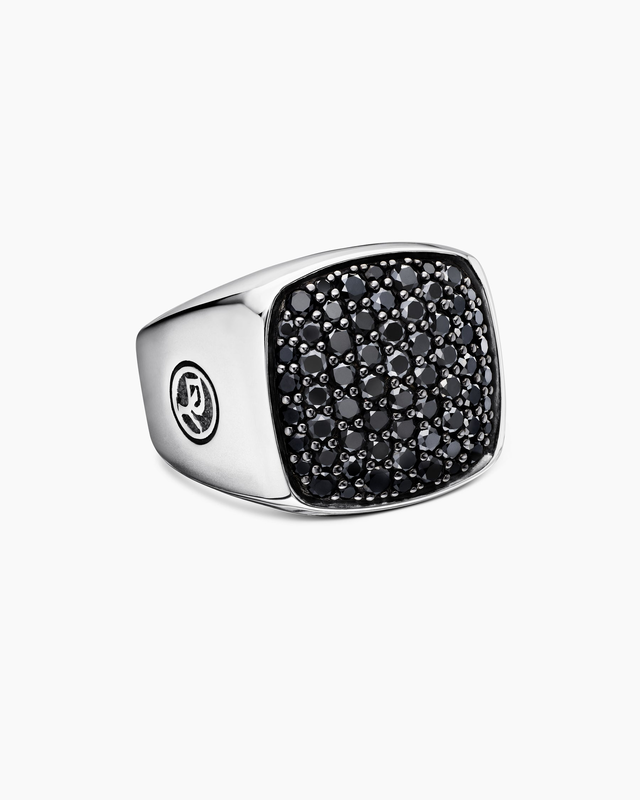 Streamline® Signet Ring in Sterling Silver with Black Diamonds, 18.6mm