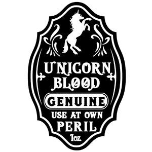 Wizard Potion Label Unicorn Blood