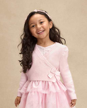 Girls Ruffle Faux Wrap Dress - Tiny Dancer - Lilac snow