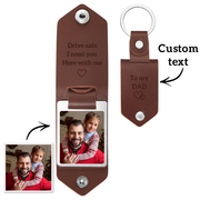 Custom Leather Photo Text Drive Safe Keychain Christmas Gift For Boyfriend With Engraved Text