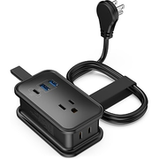 Uncaged Ergonomics 3-Outlet 3-USB Port Power Strip, 3', Black (TC-b)