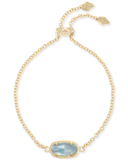 Elaina Gold Adjustable Chain Bracelet in London Blue Glass
