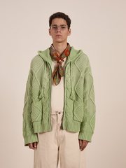 Zip Up Cable Knit Hoodie