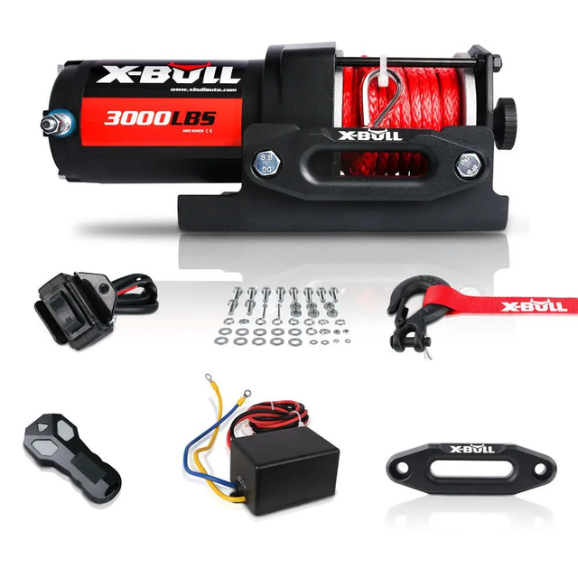 X-BULL Electric Winch 3000 LBS 12V Synthetic Rope ATV UTV Boat Truck 4WD