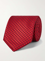 7.5cm Houndstooth Silk and Wool-Blend Tie - red - One Size