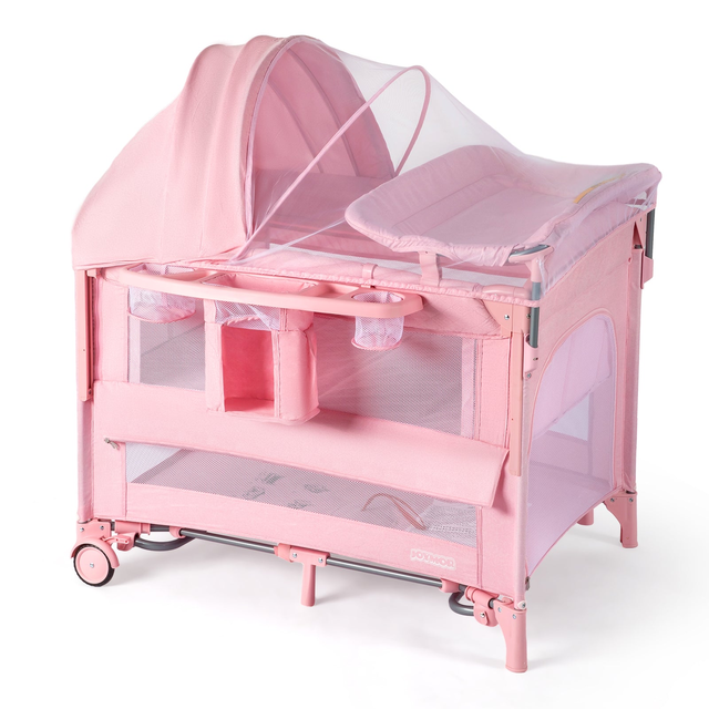 JOYMOR 9 in 1 Bedside Baby Bassinet with Changing Table with Electric Music Center