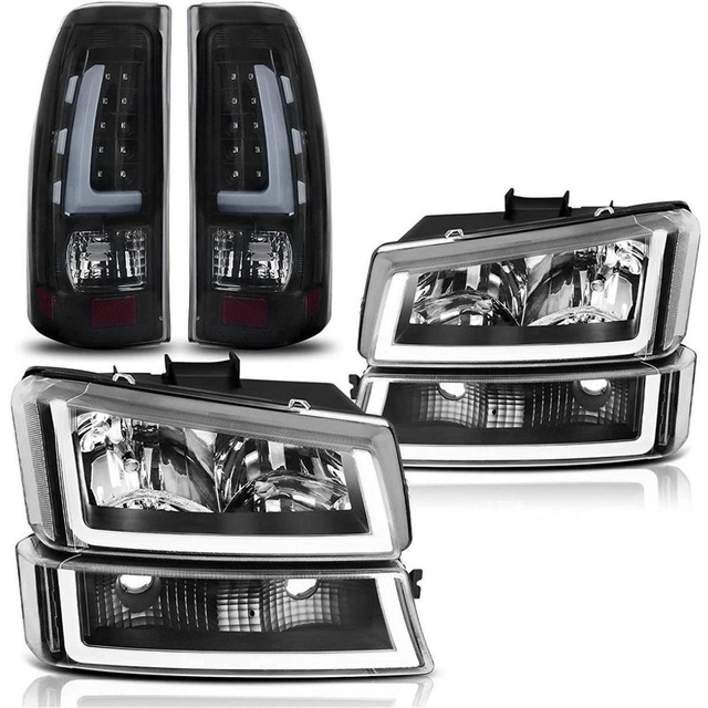 YITAMOTOR® Clear Lens LED Headlights & Taillights for 2003-2007 Chevy Silverado (Classic), Replacement Lamps