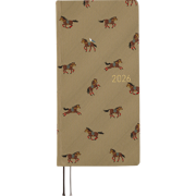 Hobonichi Light Hard Cover Mega English Book - Bow & Tie: Galloping Horses - Tall & Slim (Weeks - January Start)