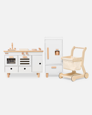 The Play Kitchen + Fridge + Shopping Cart