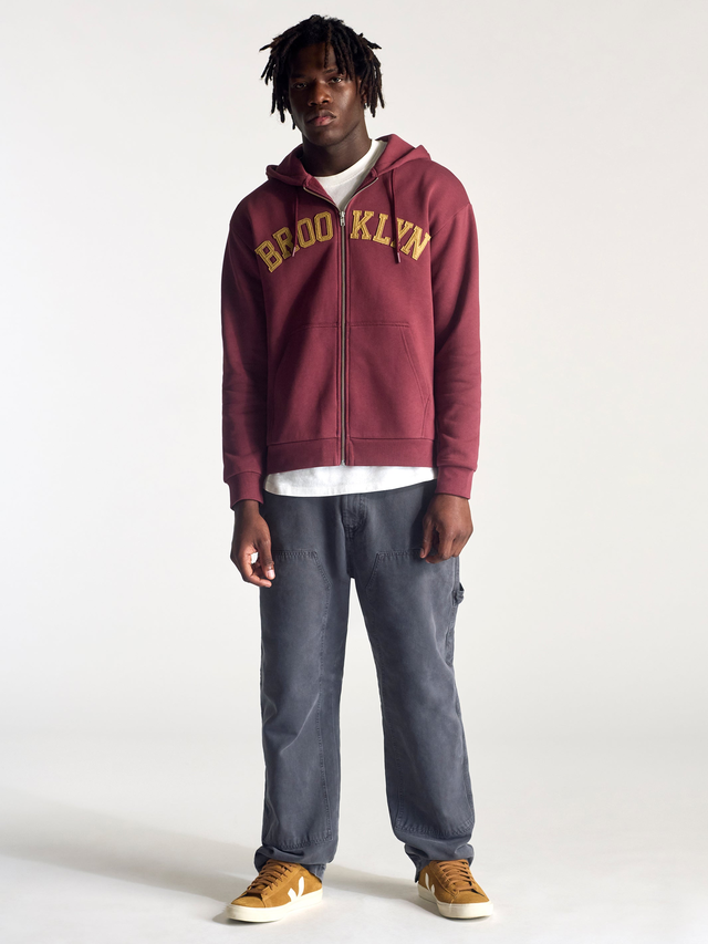 Men's Campus Zip Up Sweatshirt In Brick