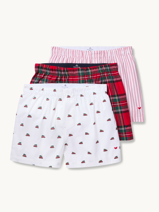 Men's Twill 3 Pack Boxers in Holiday Red