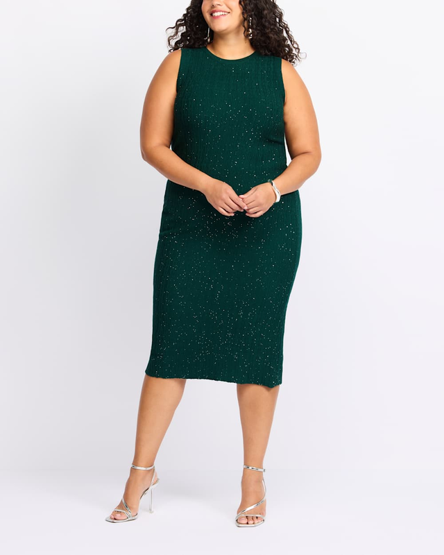 Ava Fitted Shine Sweater Dress